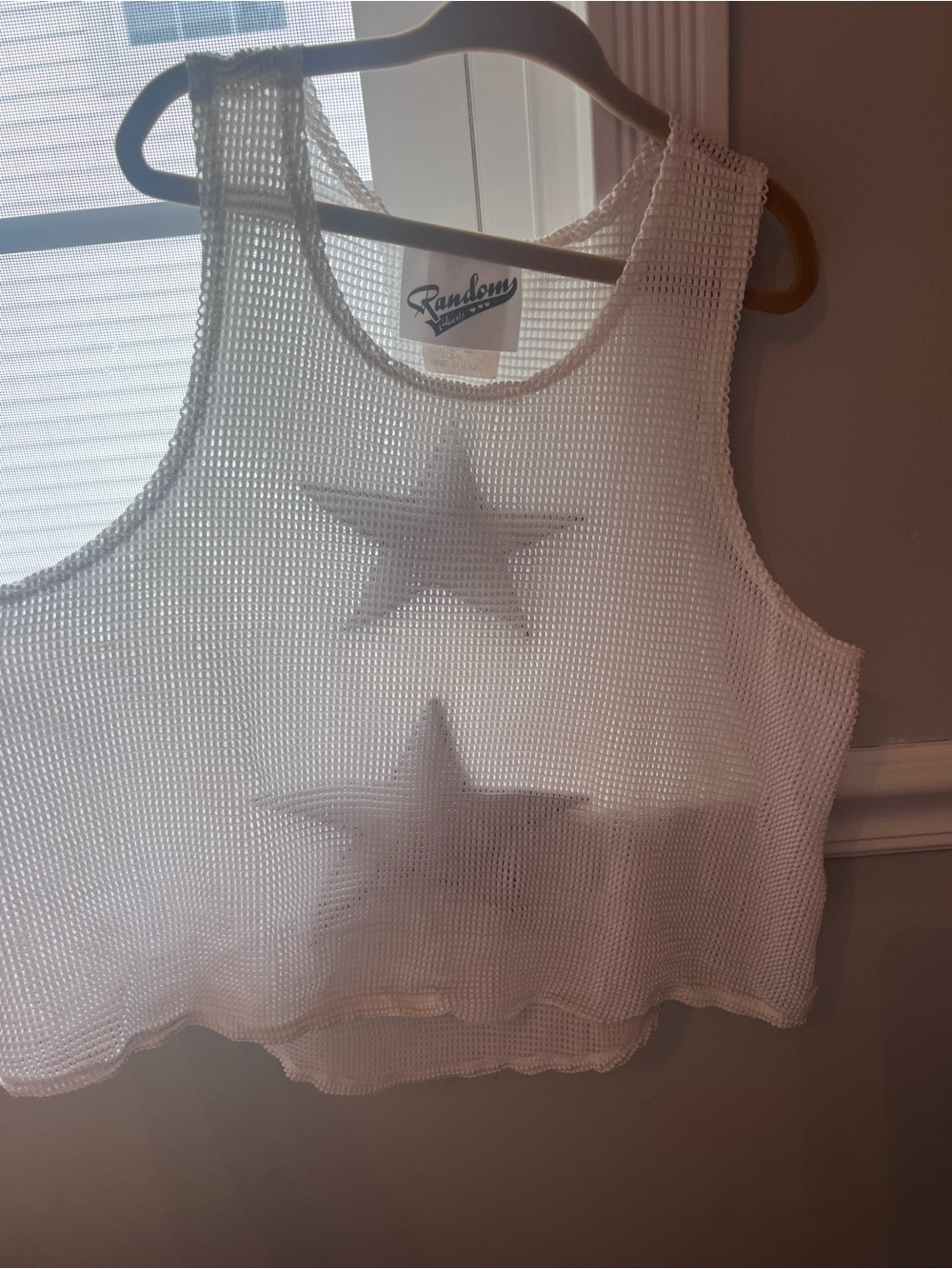 Girls size 8-10 Stars White Mesh Crop Tank